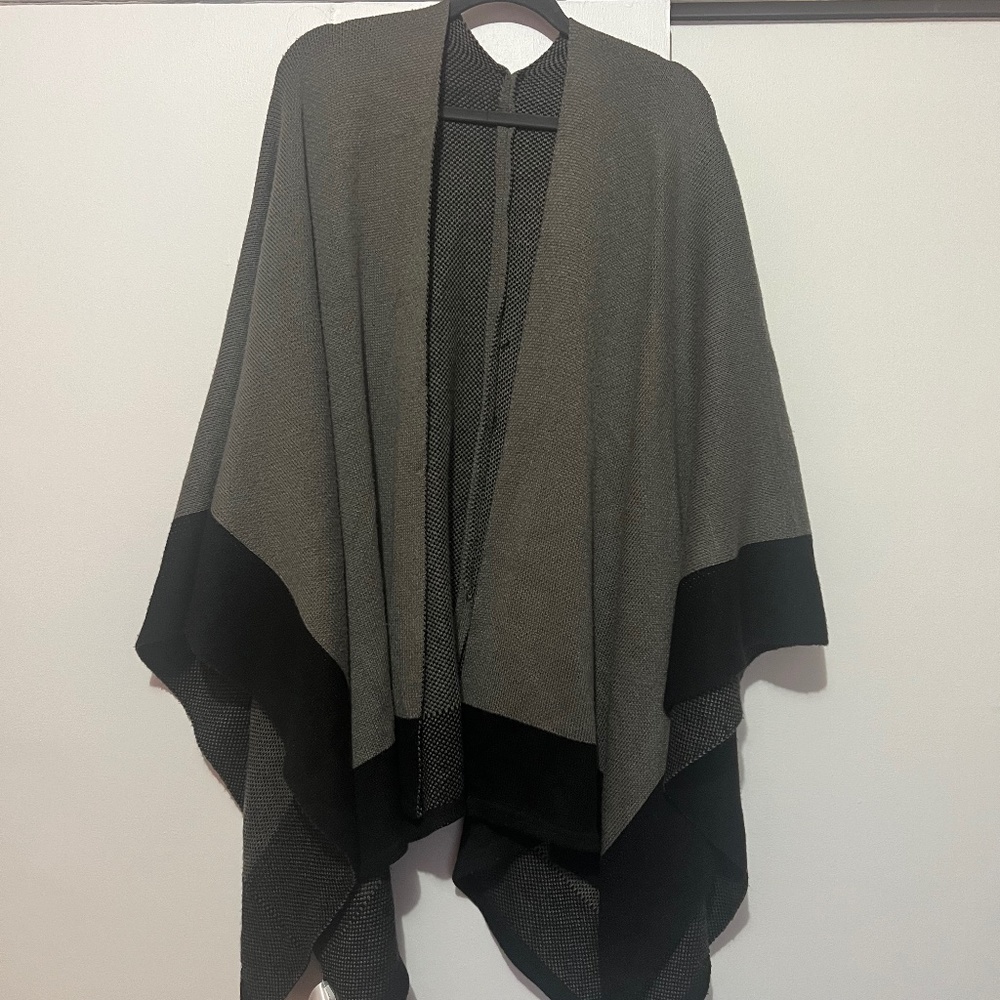 DKNY black and grey poncho